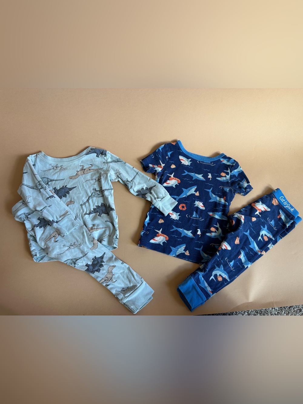 Old Navy + Cat & Jack Boy Toddler 2T 4pc 100% Cotton Pajama Sets Sharks/Dinos
